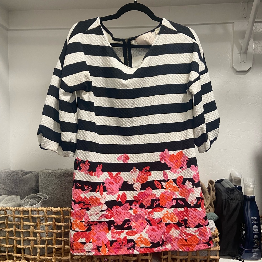 Beautiful striped/floral smock dress/shirt